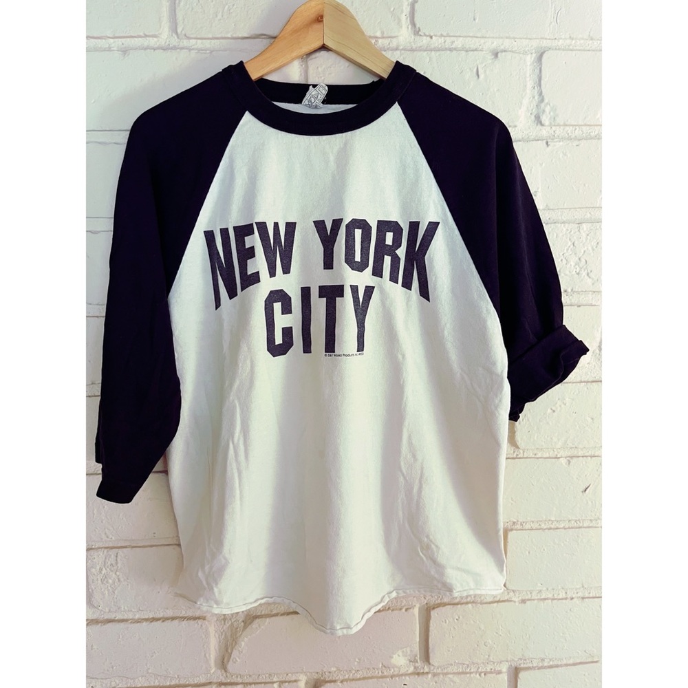 VINTAGE classic New York City baseball tee with 3/4 sleeves